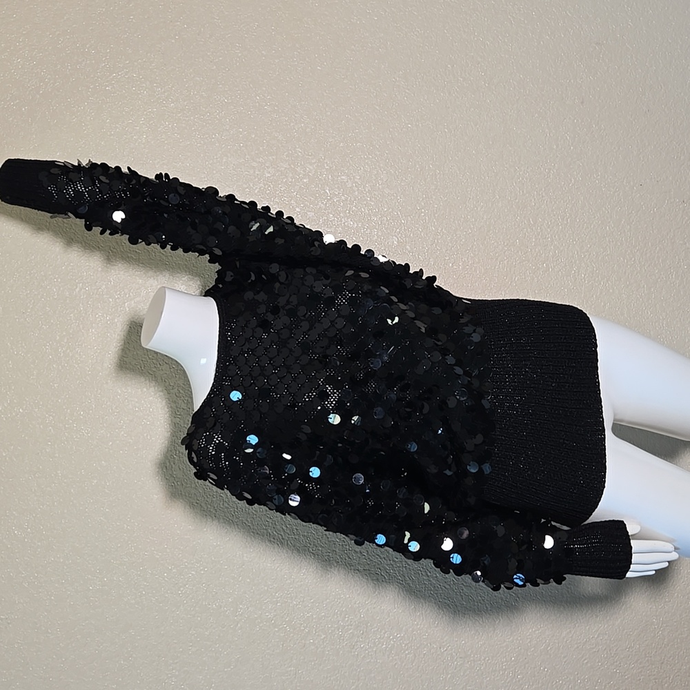 Chic Black Sequin Women's Blouse - Picture 9 of 10